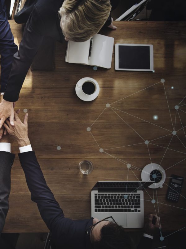 Aerial view of a business team